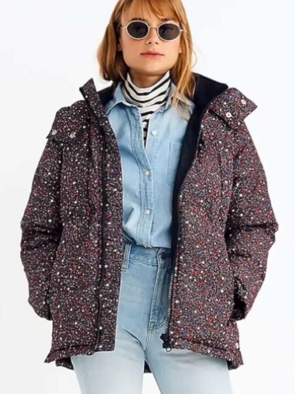 Madewell Quilted Puffer Parka in Starry Night Small